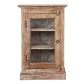 Indian Hand Carved Glass Door Solid Wood Small Cabinet D20